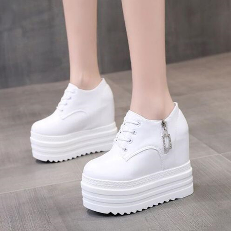 Women'S Shoes In Size 12 - 新しい秋の女性の高プラットフォームシューズ身長増加カジュアルシューズ 12 センチメートル厚い底トレーナー通気性の靴女性スニーカー