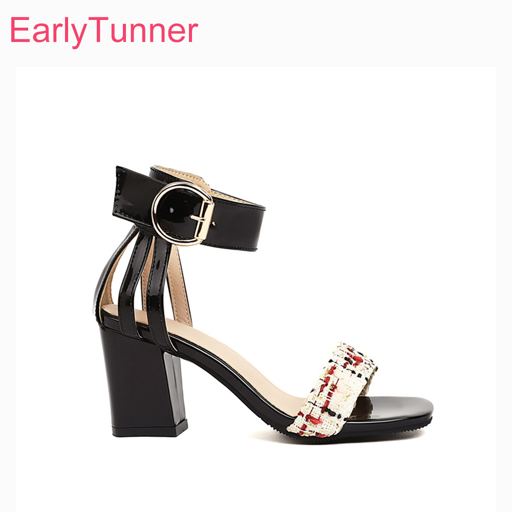 Women'S Shoes In Size 12 - 2026年夏 ツイード素材 アンクルストラップサンダル レディース スクエアトゥ ハイヒール