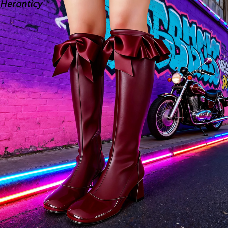 Zip Up Boots Short - Heronticy 手作り黒手作りニーハイレザーブーツ女性用ゴシックビクトリア朝ブーツ大きなリボン装飾付きサイズ 5-15