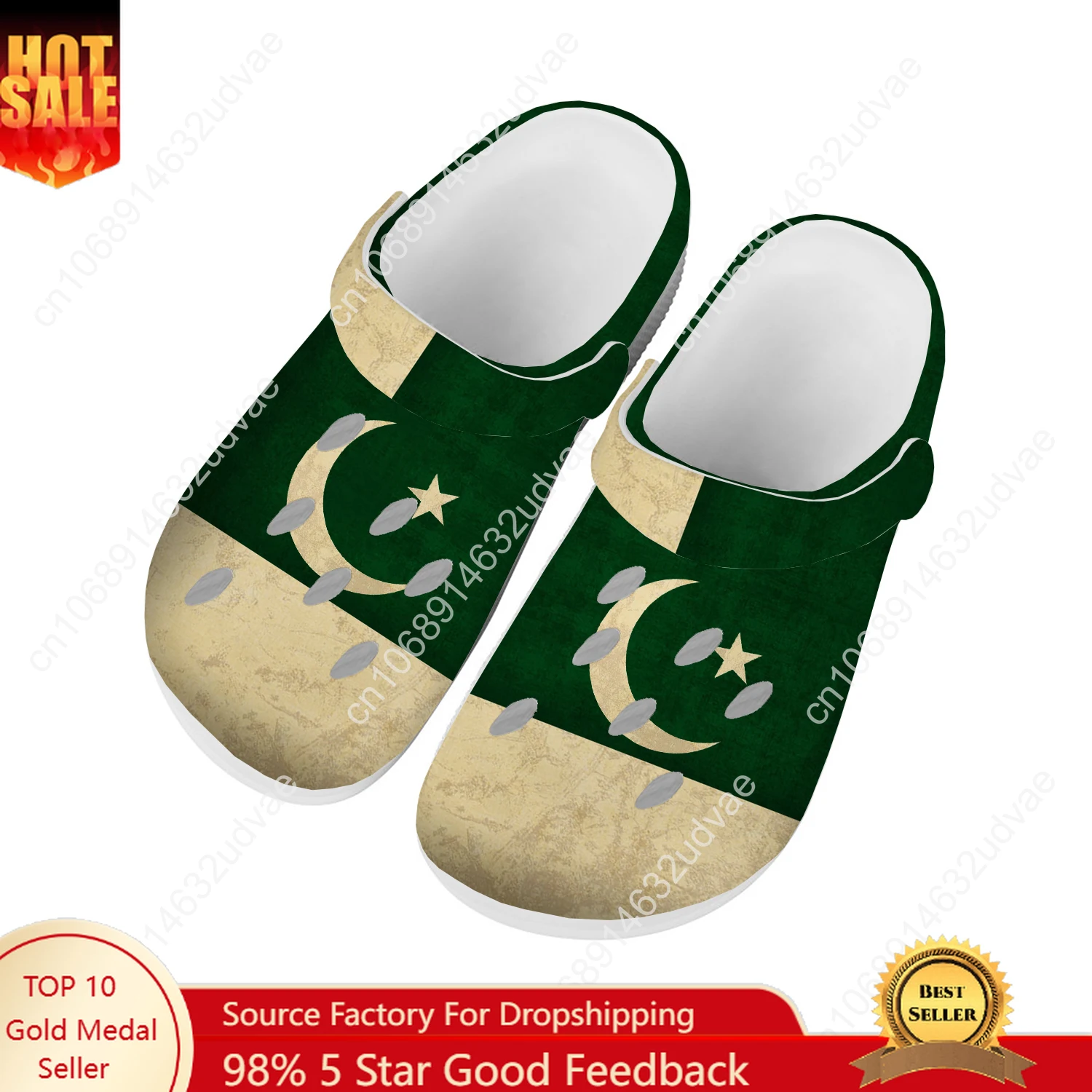 Women'S Shoes In Pakistan - パキスタン国旗ウォーターシューズ男性女性快適な家庭菜園下駄カスタマイズサンダルビーチ通気性穴スリッパ