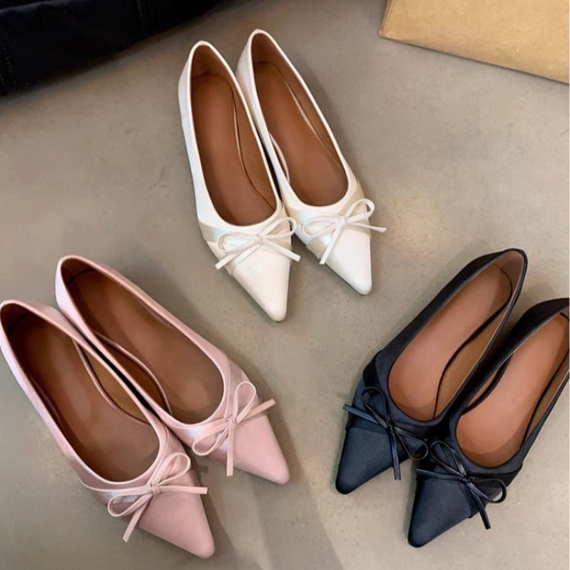 Pointed Toe Flat - 夏の新作シフォンファッション、甘いリボン付きカジュアルフラットサンダル（女性用）、快適なスリッポンシューズ、アウトドアウェア2026