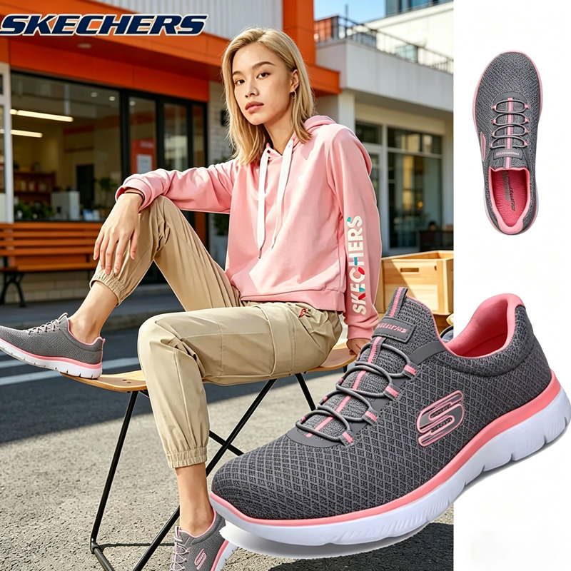 Women Shoes Hong Kong - スケッチャーズ レディース 春用シューズ、通気性メッシュアスレチックスニーカー、ソフトソール付き軽量ランニングシューズ 12980-GYPK