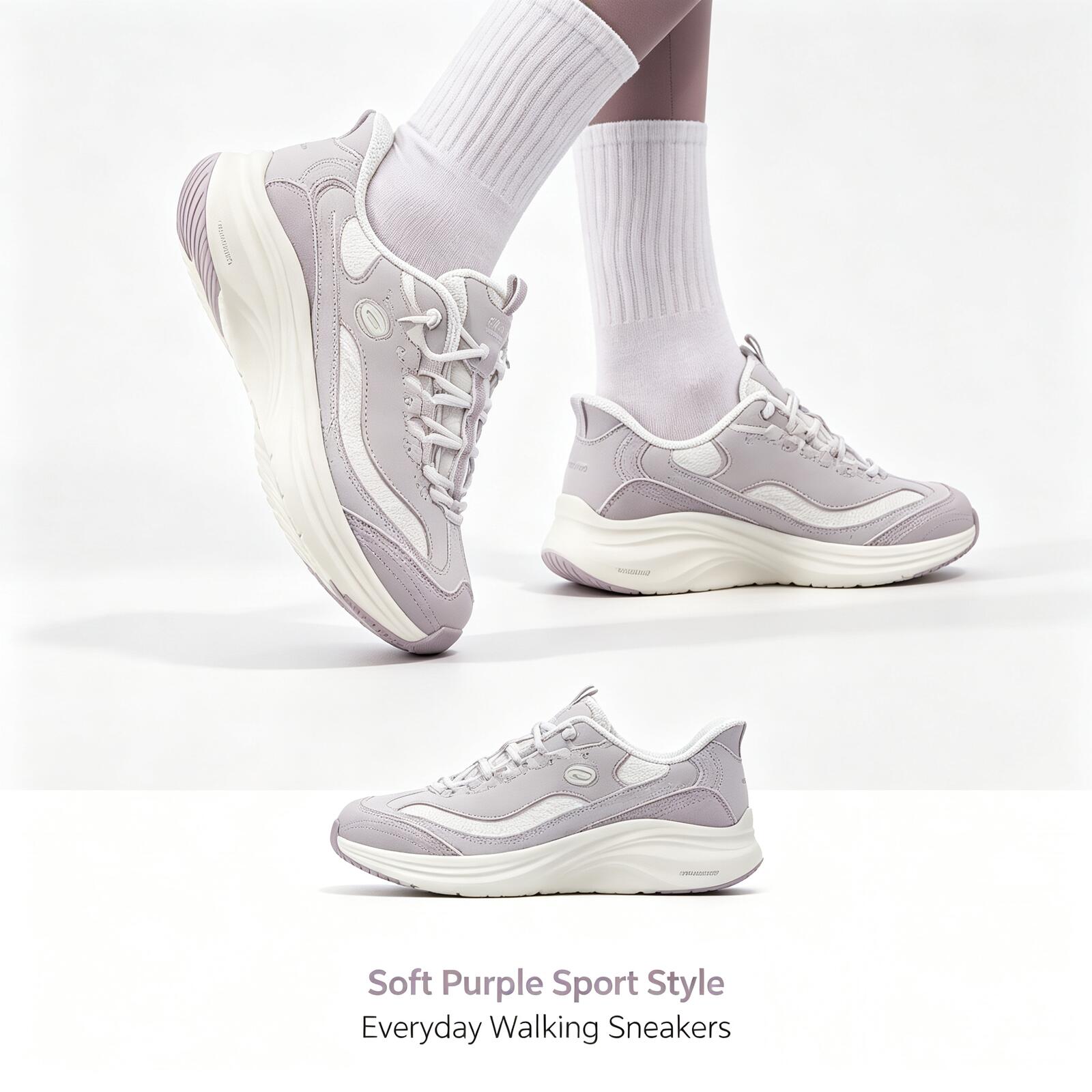 Women Shoes Hong Kong - スケッチャーズ レディース ラベンダー メモリーフォーム メッシュ ランニング