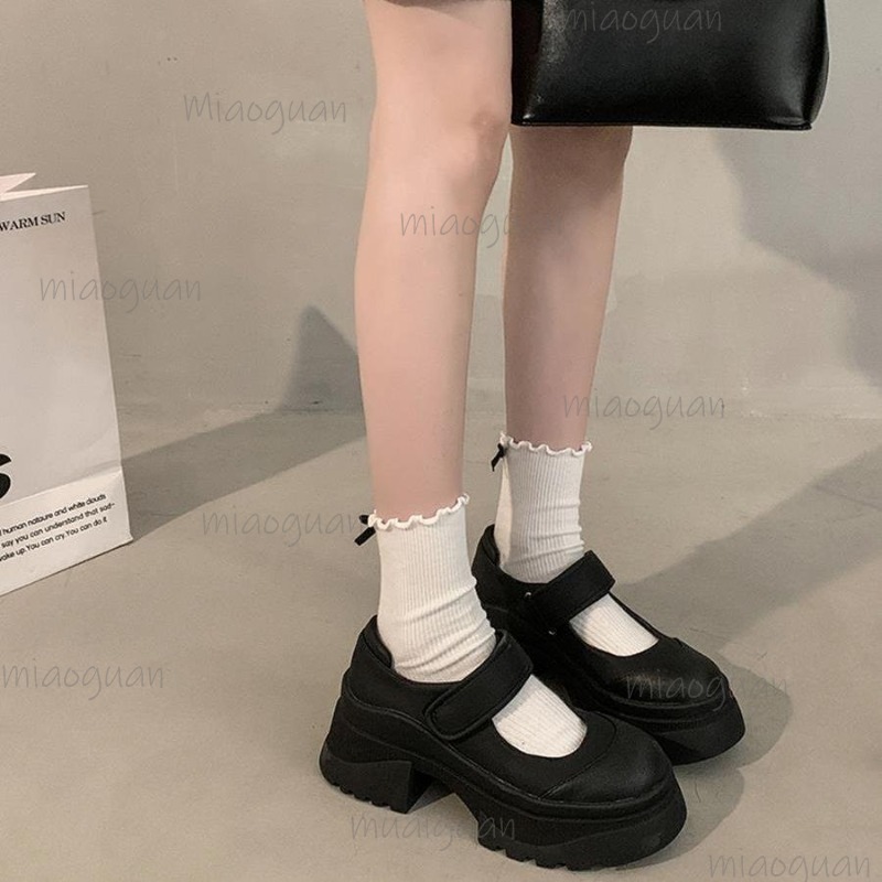 黒のレトロな厚底レザーローファーシューズ レディース 春秋新 - Women'S Shoes Loafers Black のレビューと価格