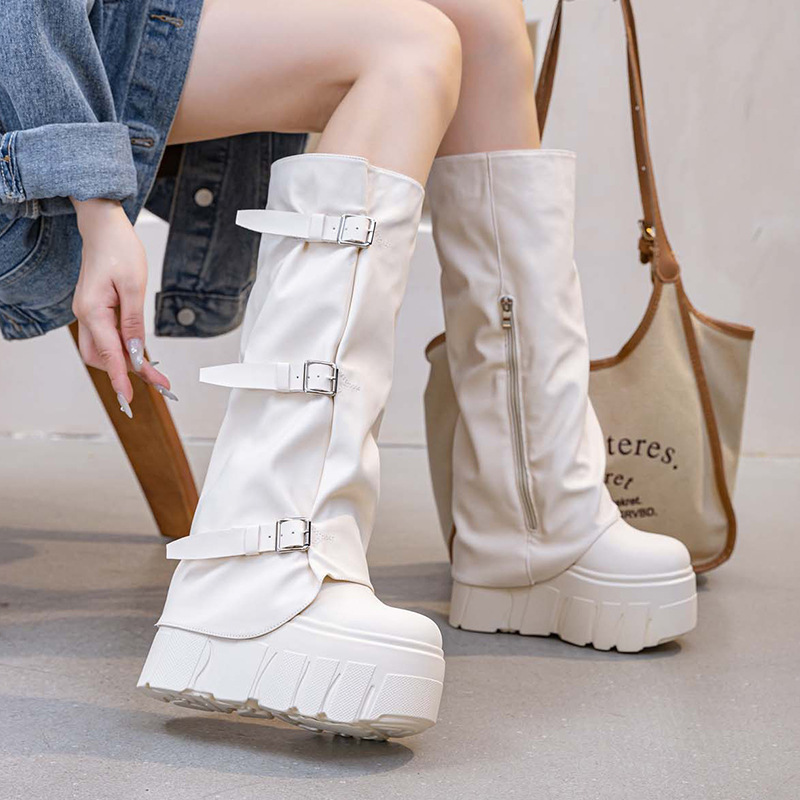 14 センチメートルヒールニーハイブーツプラットフォームウェ - Zip Up Boots Short のレビューと価格