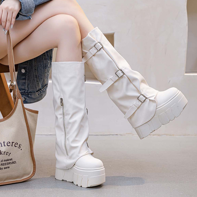 14 センチメートルヒールニーハイブーツプラットフォームウェ - Zip Up Boots Short のレビューと価格