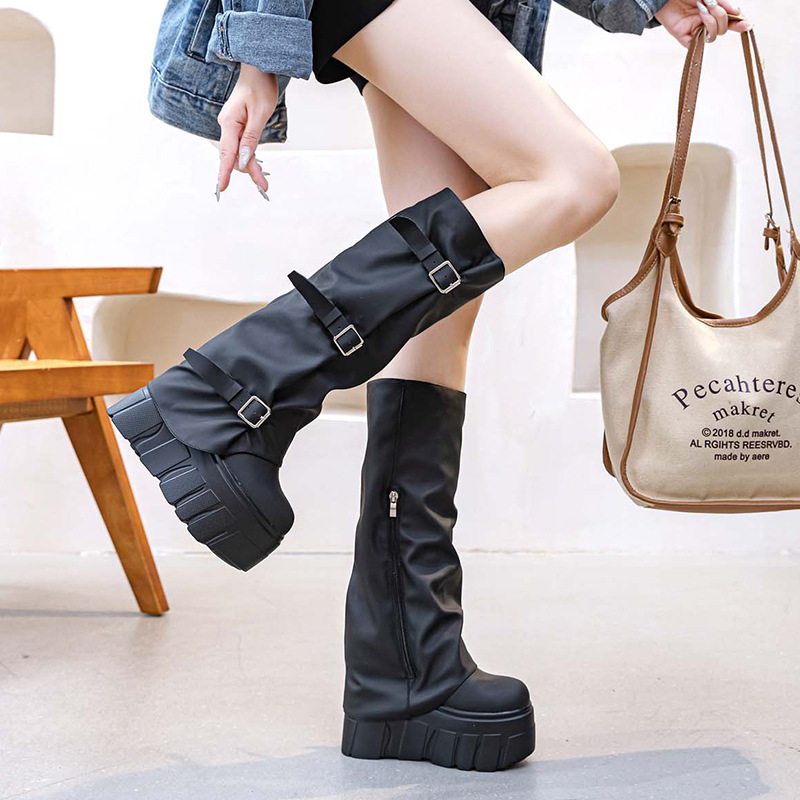 14 センチメートルヒールニーハイブーツプラットフォームウェ - Zip Up Boots Short のレビューと価格