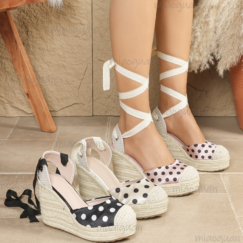2026年春夏新作 レディース ドット柄 エスパドリーユ ウ - Ribbon Tie Heel のレビューと価格