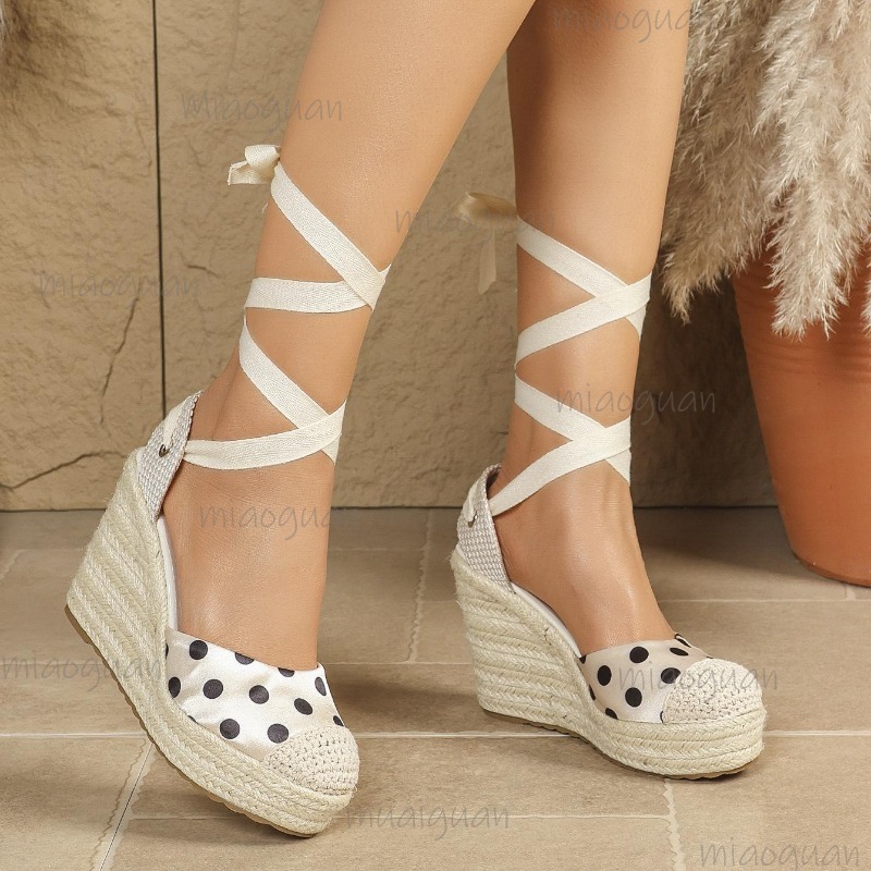 2026年春夏新作 レディース ドット柄 エスパドリーユ ウ - Ribbon Tie Heel のレビューと価格