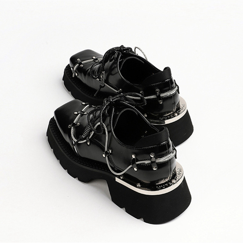 高級メタルチェーン装飾チャンキーヒールシューズ レディース  - Women'S Shoes Loafers Black のレビューと価格