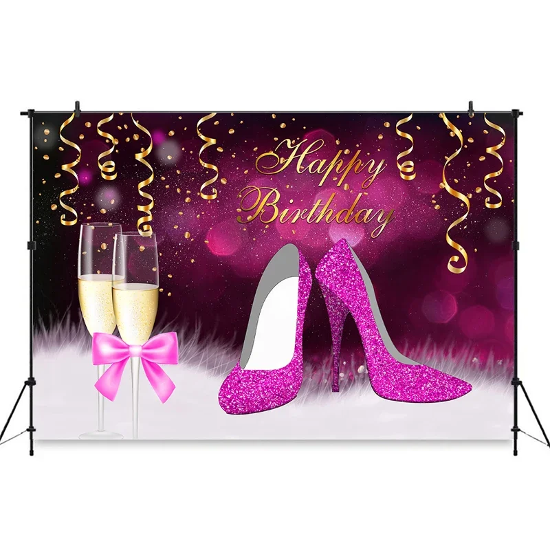 Mocsicka 女性の誕生日装飾背景ゴールドハイヒールワイ - Ribbon Tie Heel のレビューと価格