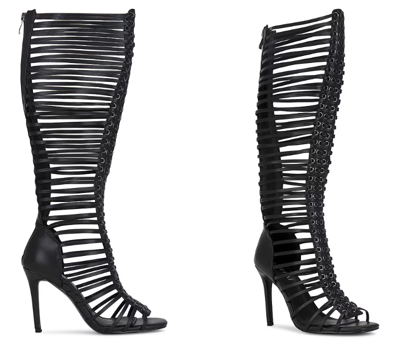 女性黒ケージストラップスティレットヒールアンクルサンダルブー - Women Shoes Zipper のレビューと価格