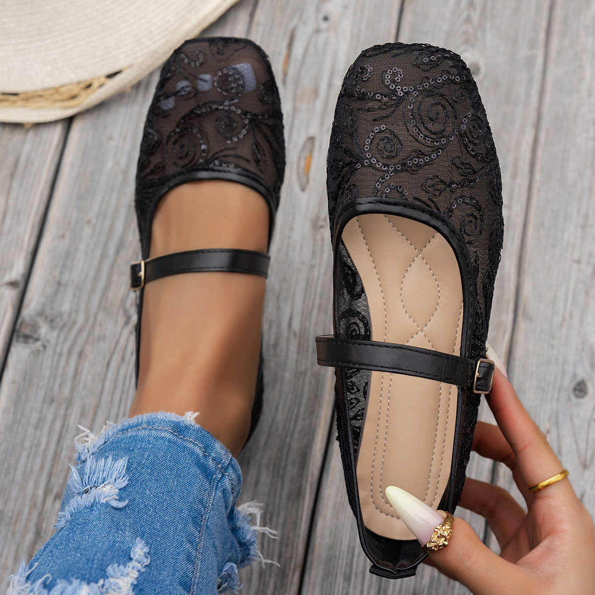 レディース新作夏物大きいサイズスクエアトゥフラットローファー - Women'S Shoes Loafers Black のレビューと価格