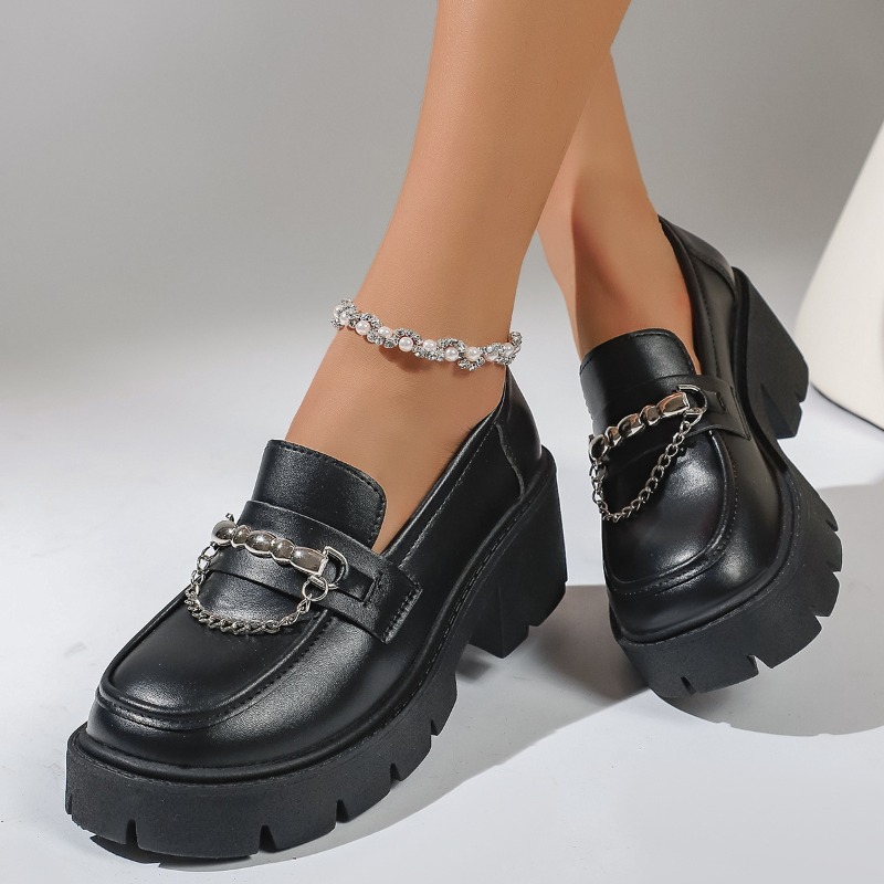 2026 ファッションメタルチェーンプラットフォームローファ - Women'S Shoes Loafers Black のレビューと価格