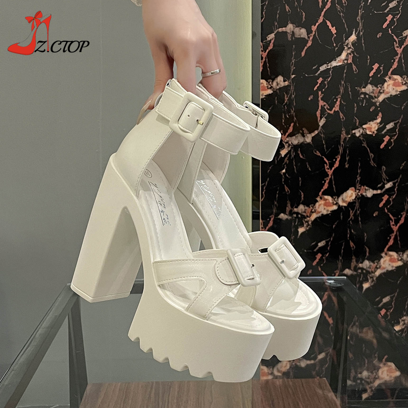 新しい夏 14 センチメートル厚いヒールプラットフォームサン - Women Shoes Zipper のレビューと価格