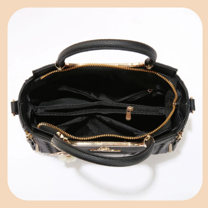 ライチ柄PUレザー製の3ピースハンドバッグセット。 この無地 - Women Shoes Zipper のレビューと価格
