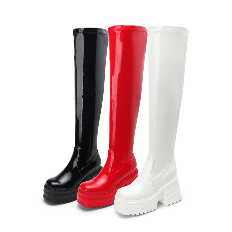 オルカリサ 新型 パテントレザー レディース サイハイブーツ - Zip Up Boots Short のレビューと価格