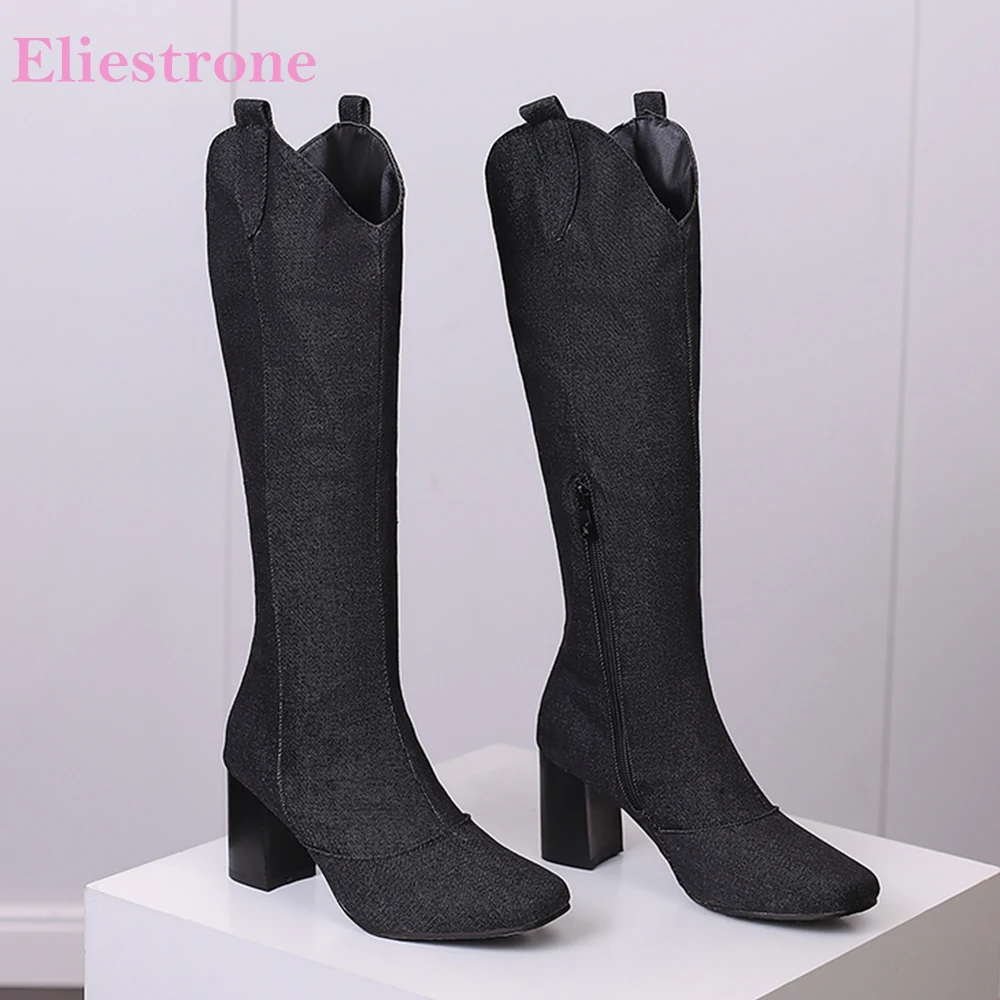 新作冬用ブラックブルー女性ニーハイライディングブーツホットラ - Women'S Shoes In Size 12 のレビューと価格