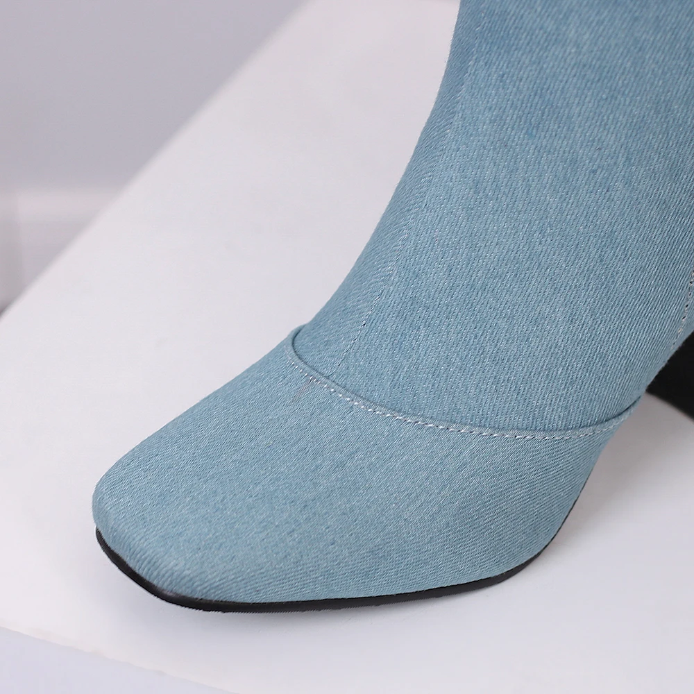 新作冬用ブラックブルー女性ニーハイライディングブーツホットラ - Women'S Shoes In Size 12 のレビューと価格