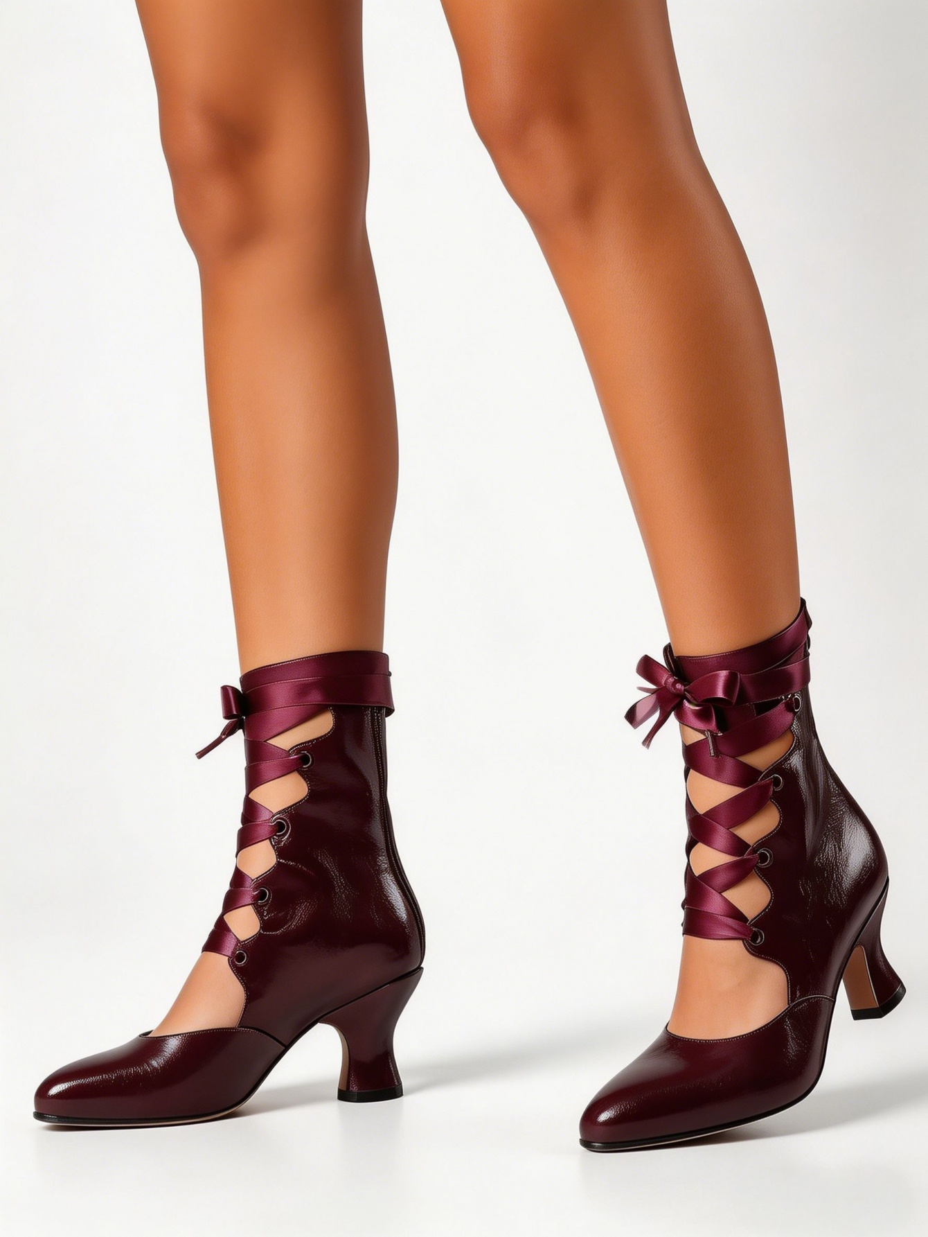 ゴシックレースアップハイヒール レディース サテンリボン ヴ - Ribbon Tie Heel のレビューと価格