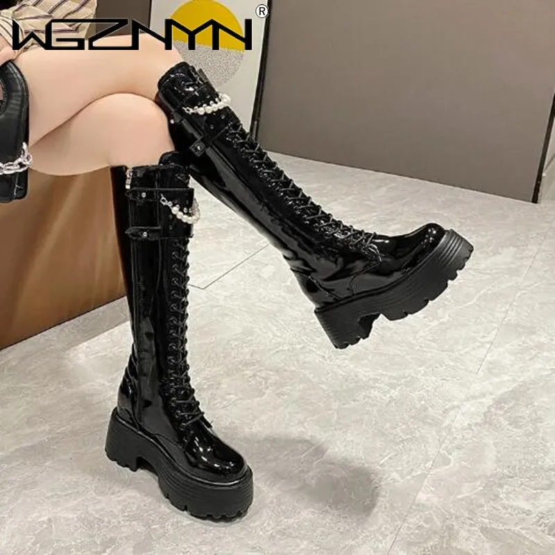 女性用レザーニーハイブーツ,暖かいぬいぐるみ,パールプラット - Zip Up Boots Short のレビューと価格