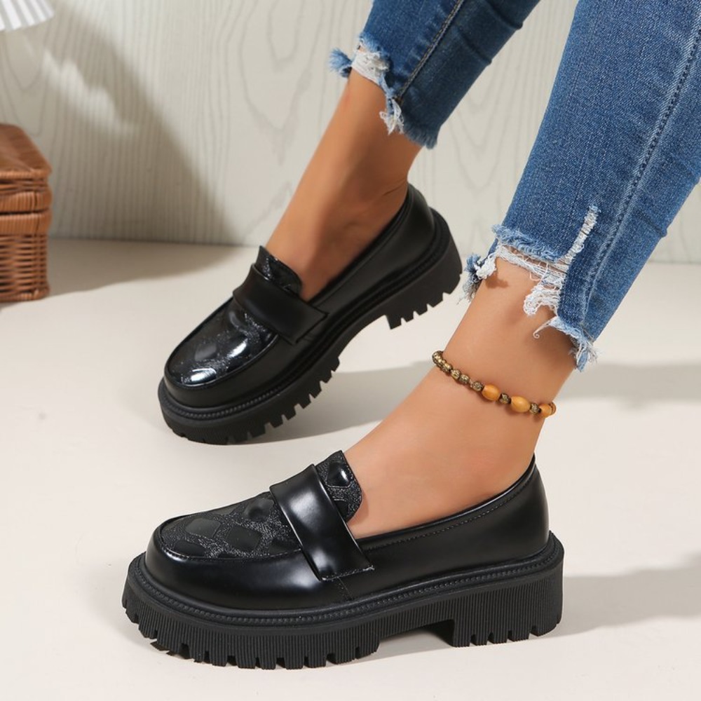カジュアルプラットフォームローファー女性用2025ブリティッ - Women'S Shoes Loafers Black のレビューと価格