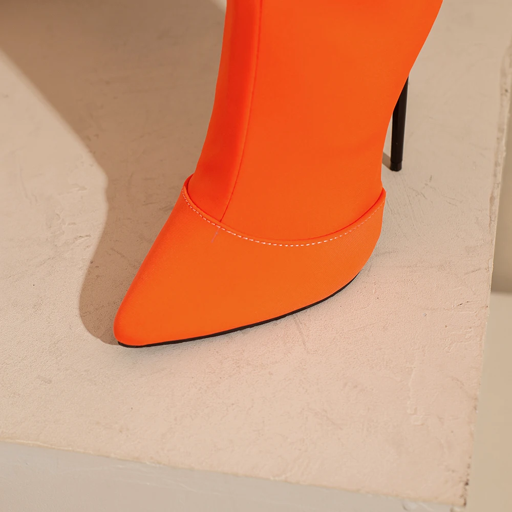 新作冬用グラマーオレンジイエロー レディースニーハイブーツ  - Women'S Shoes In Size 12 のレビューと価格
