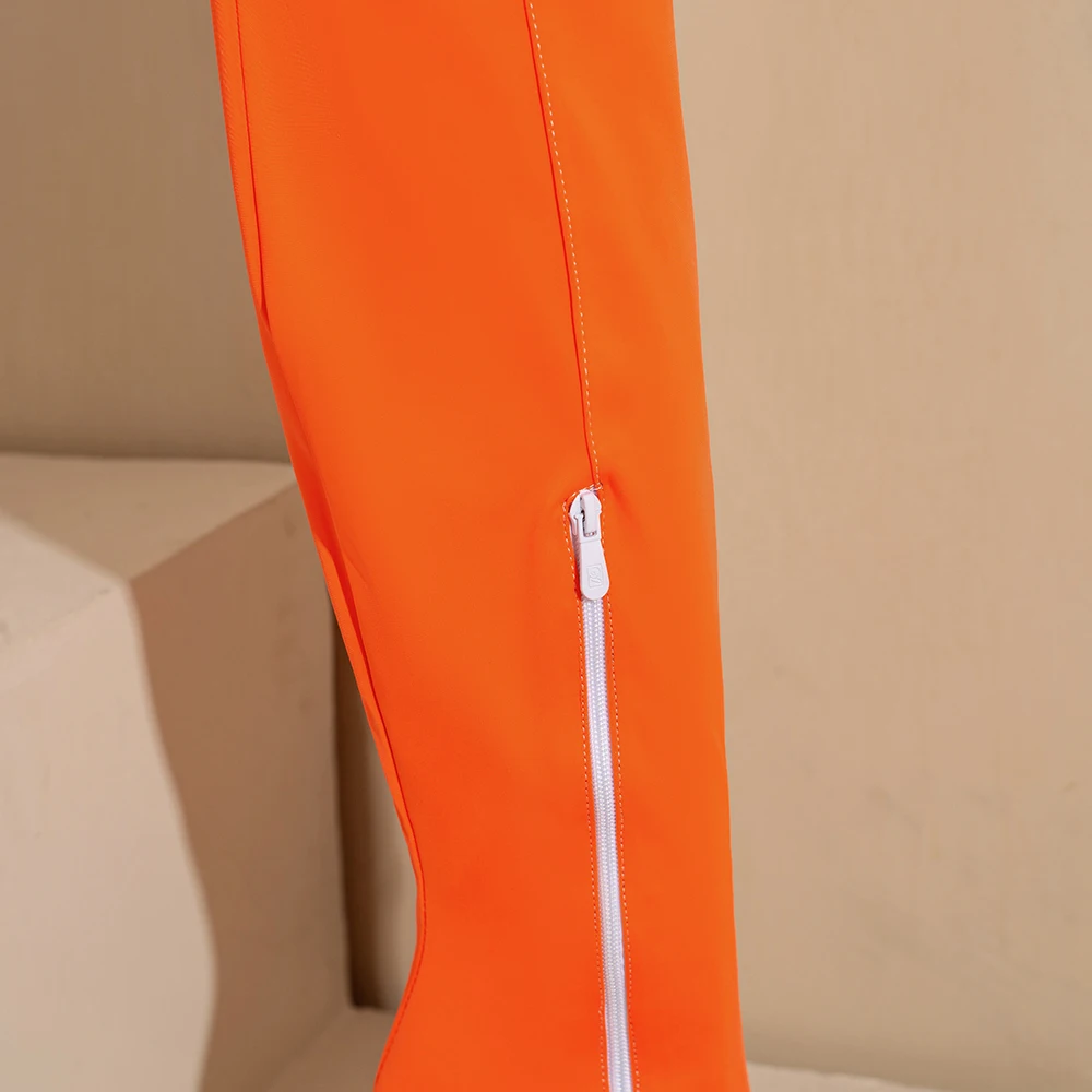 新作冬用グラマーオレンジイエロー レディースニーハイブーツ  - Women'S Shoes In Size 12 のレビューと価格