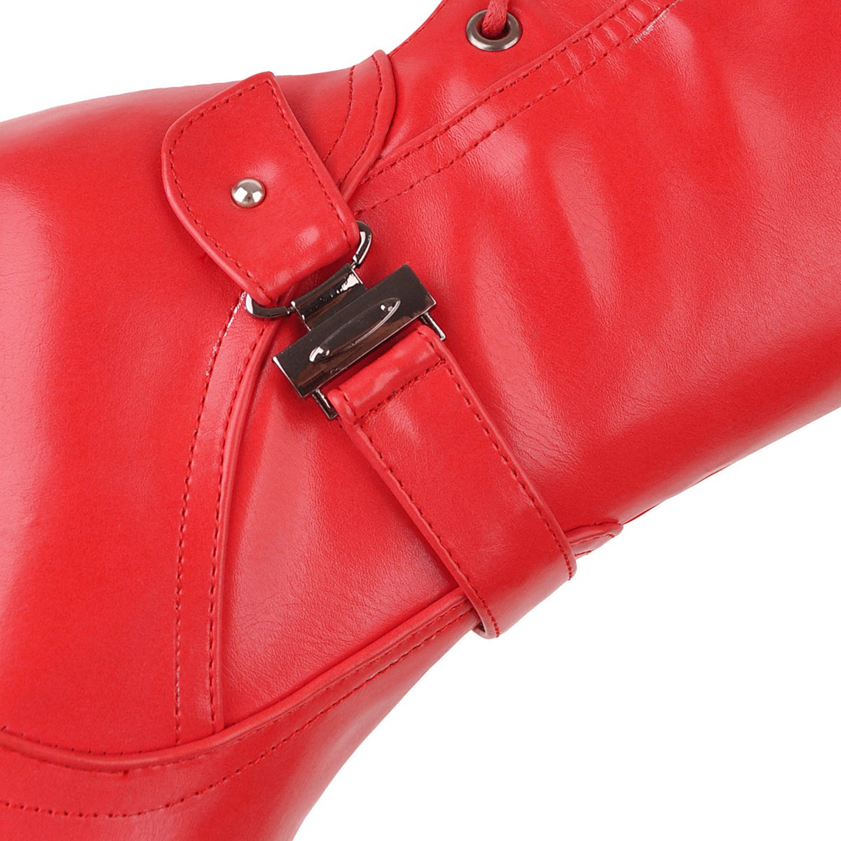 女性用レースアッププラットフォームニーハイブーツ、赤、黒、ス - Zip Up Boots Short のレビューと価格