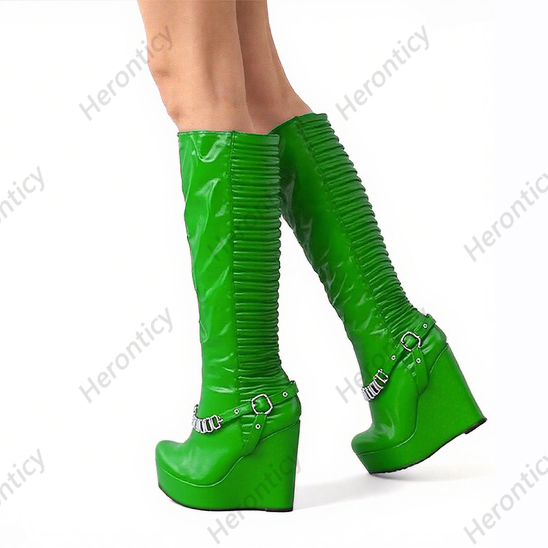 Heronticy 手作り女性冬ニーブーツウェッジヒールラウ - Zip Up Boots Short のレビューと価格