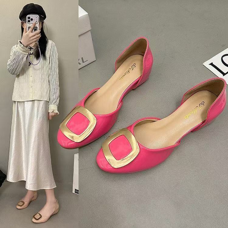 女性用ファッションスクエアバックル中空フラットシングルシュー - Pointed Toe Flat のレビューと価格