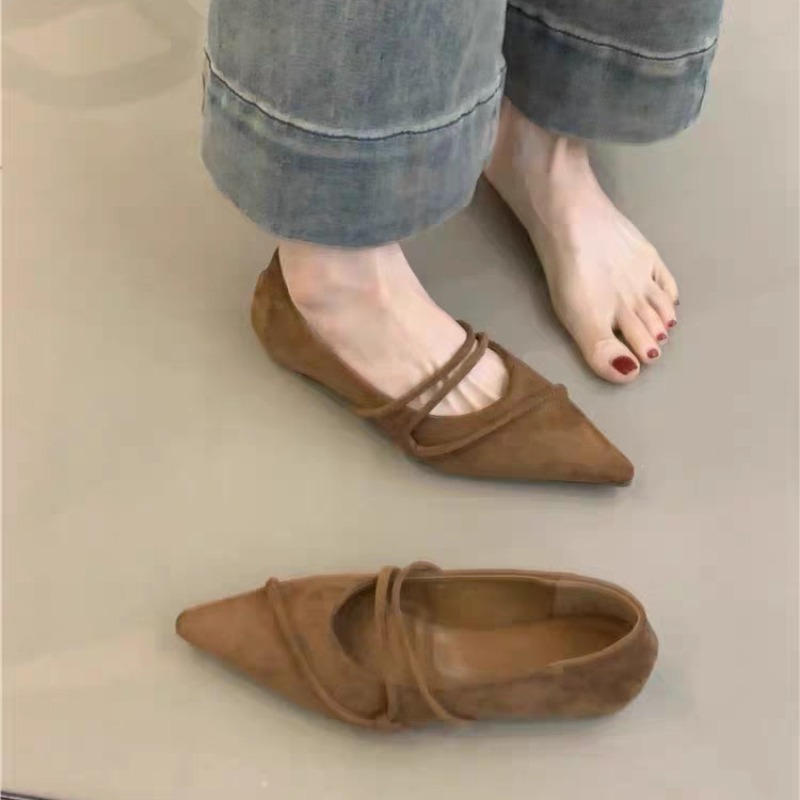 レトロフラットバレエダンスシングルシューズスリッポンローヒー - Pointed Toe Flat のレビューと価格