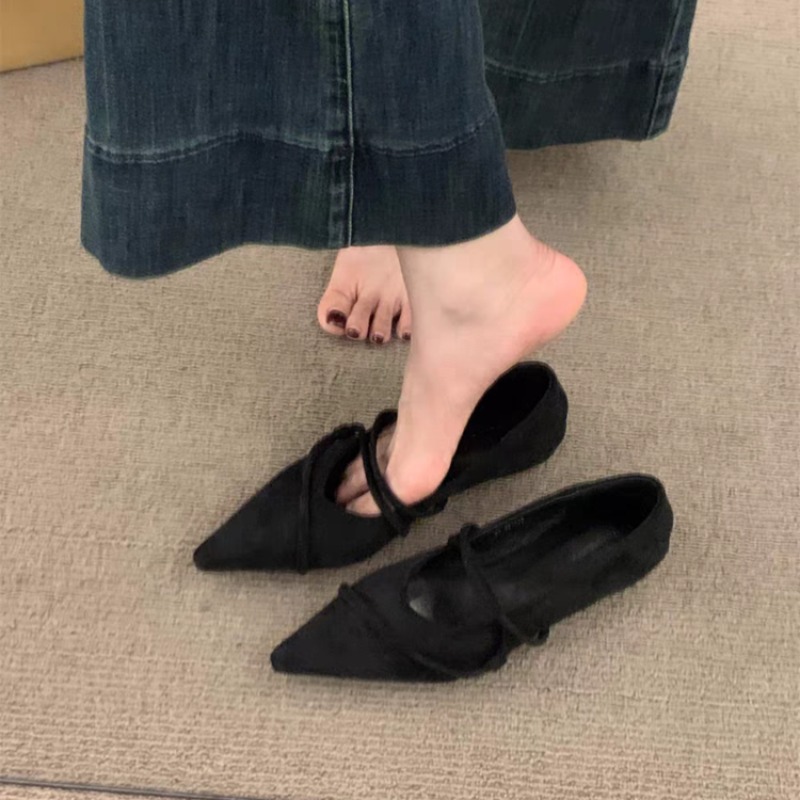 レトロフラットバレエダンスシングルシューズスリッポンローヒー - Pointed Toe Flat のレビューと価格