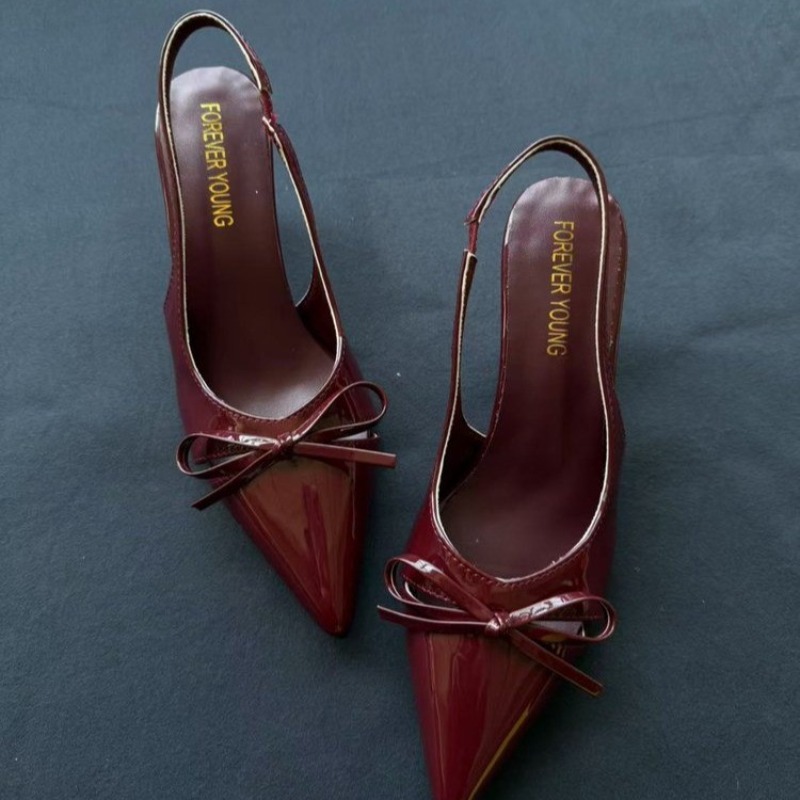 女性ポインテッドトゥサンダルスリングバックヒールボウディテー - Pointed Toe Flat のレビューと価格