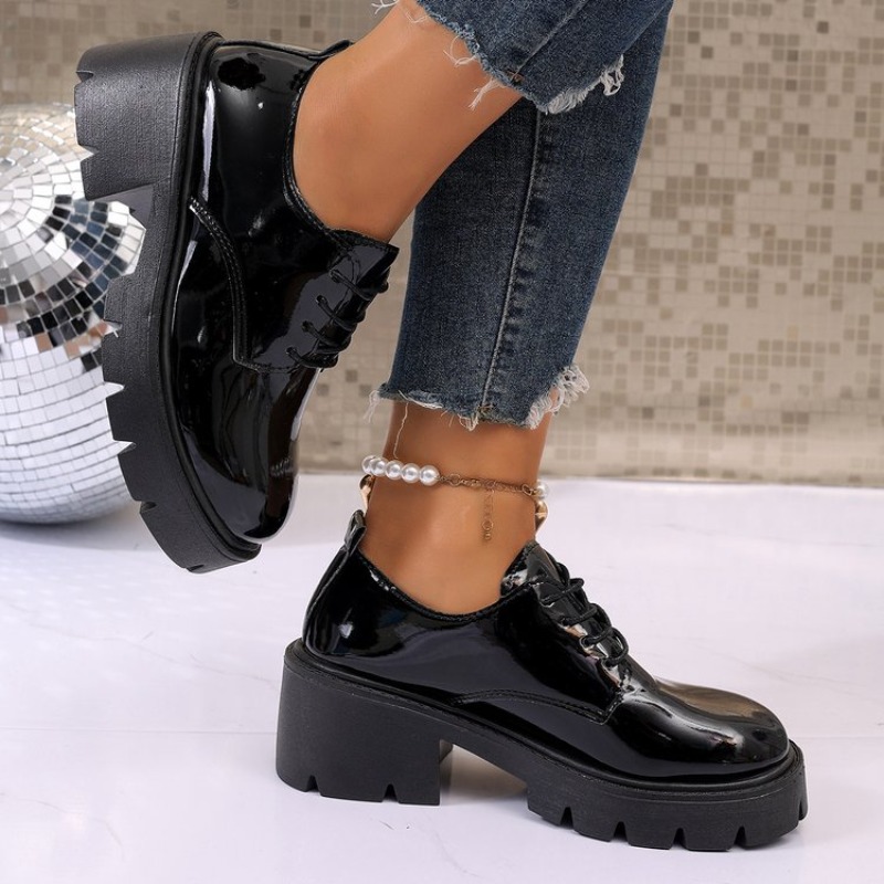 2026 新しい女性春黒プラットフォームフラットシューズ女性 - Women'S Shoes Loafers Black のレビューと価格