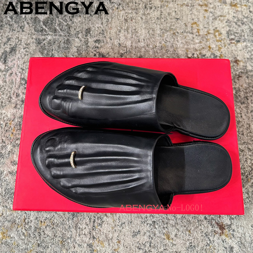 黒の本革巻きつま先ローファースリッパ女性用太った体型向けカジ - Women'S Shoes Loafers Black のレビューと価格