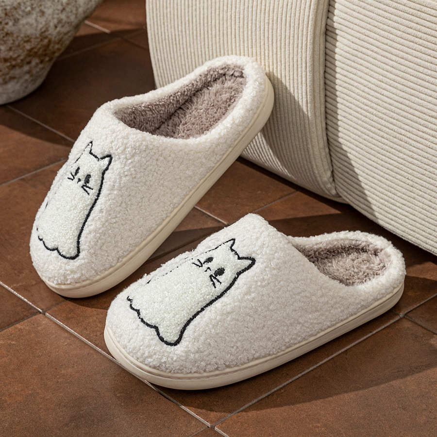 ファッションキュートライン猫絶妙な女性のスリッパ刺繍冬屋内暖 - Women'S Shoes For Fall のレビューと価格